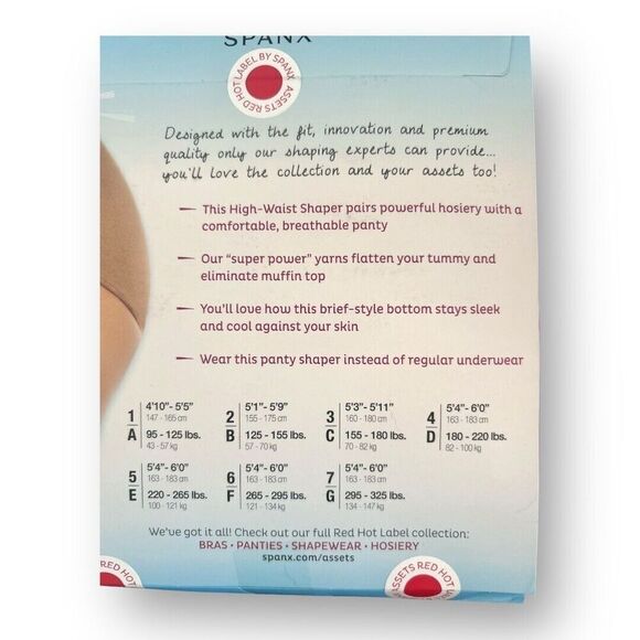 Spanx Assets 6F Black Red Hot Label Super Firm Control High Waist Shaping Panty - Picture 5 of 8